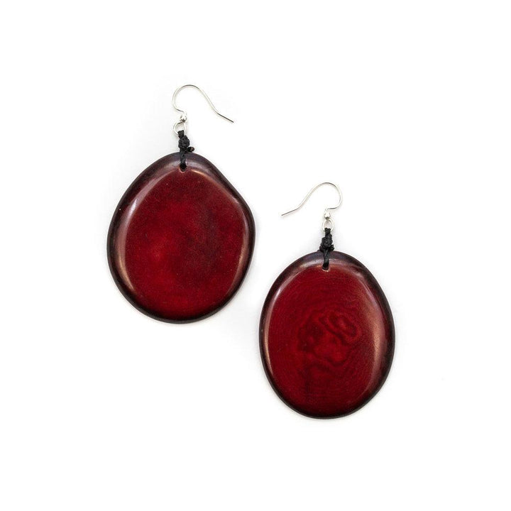 Amigas Earrings-Burgundy-Tagua by Soraya Cedeno