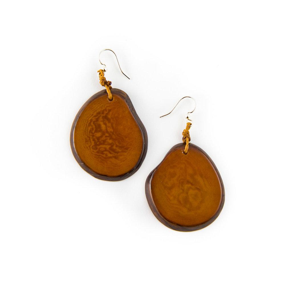 Amigas Earrings-Chestnut-Tagua by Soraya Cedeno