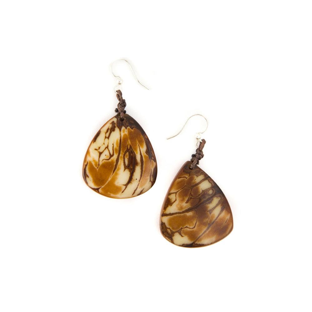 Andrea Earrings-Chestnut-Tagua by Soraya Cedeno