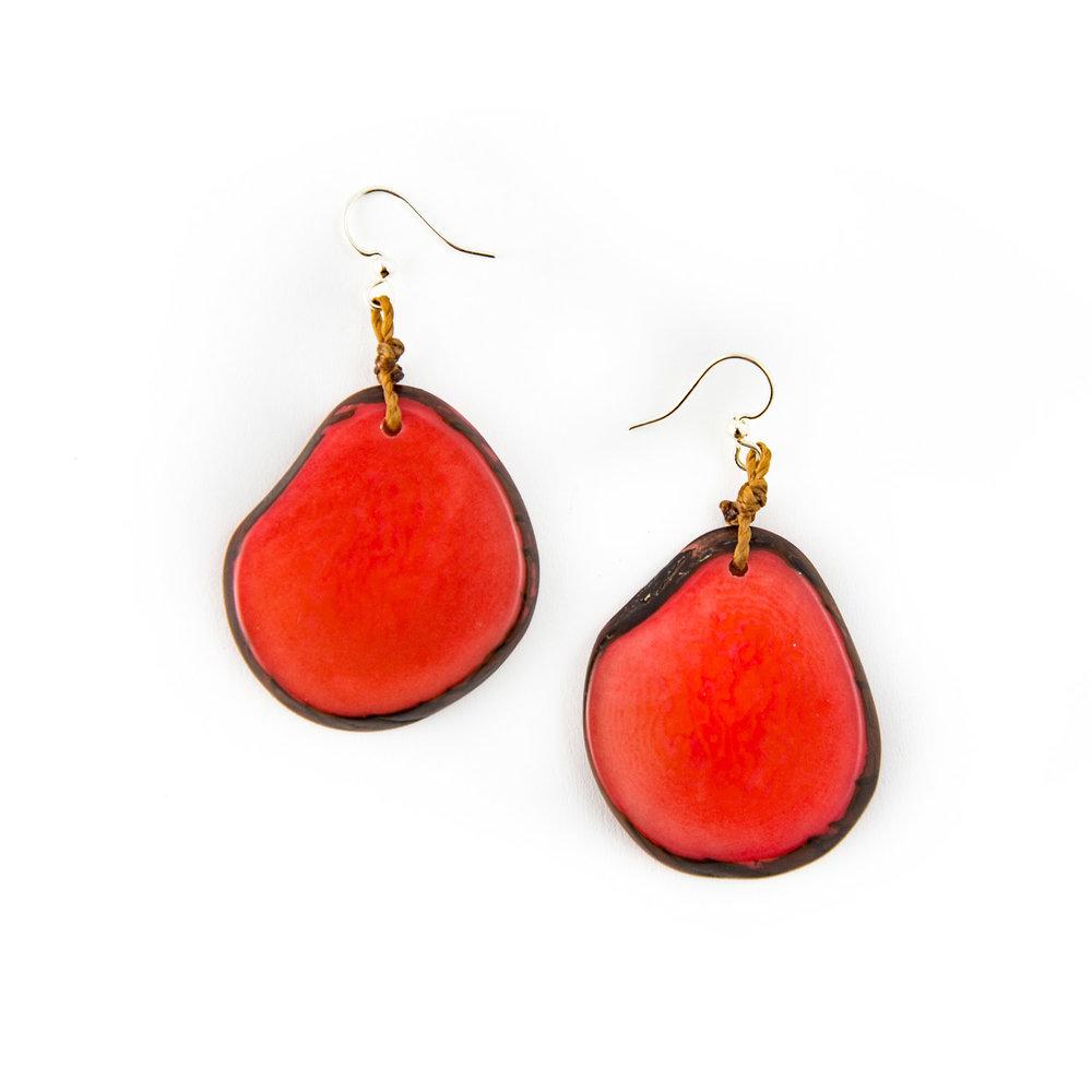 Amigas Earrings-Coral-Tagua by Soraya Cedeno