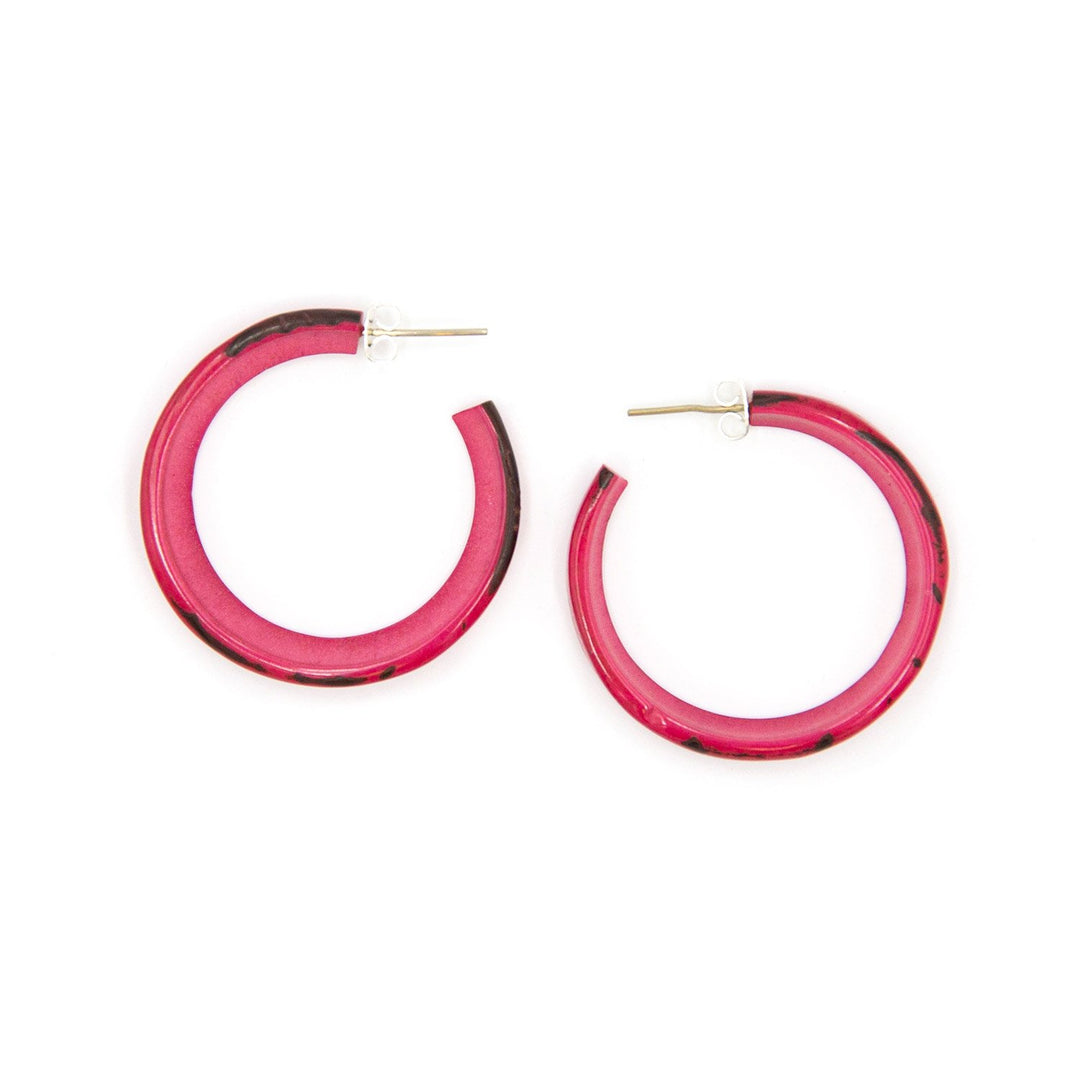 Alicia Earrings-Fuchsia-Tagua by Soraya Cedeno