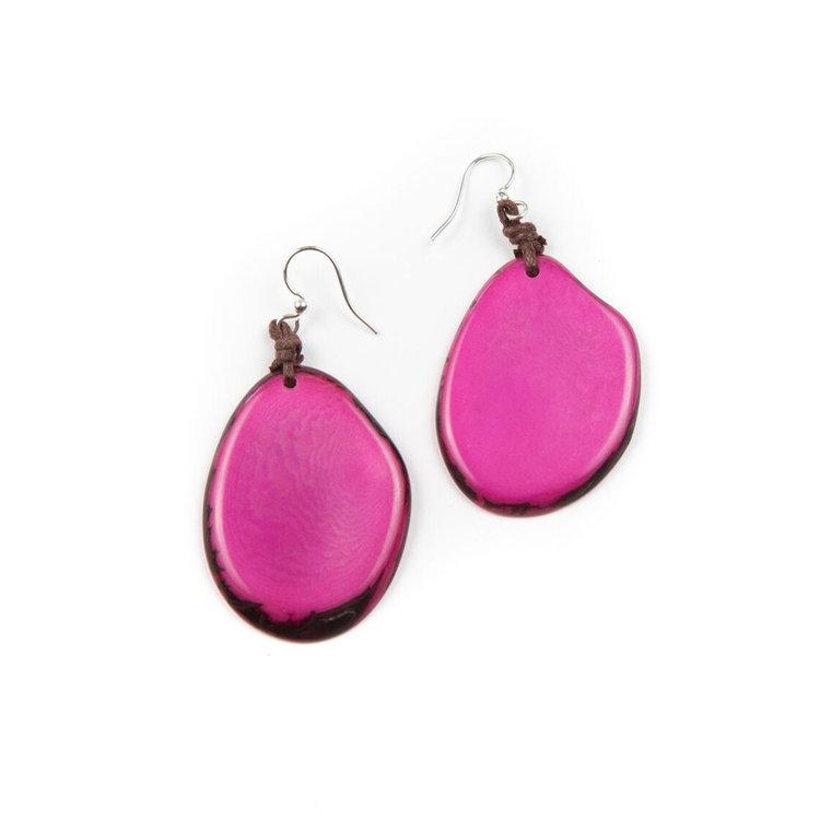 Amigas Earrings-Fuchsia-Tagua by Soraya Cedeno