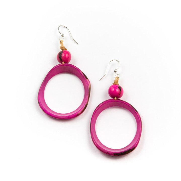 Ring of Life Earrings-Fuchsia-Tagua by Soraya Cedeno