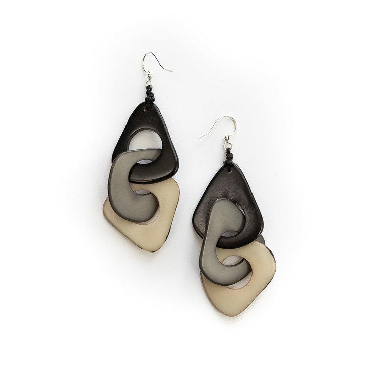 Vero Earrings-Onyx Combo-Tagua by Soraya Cedeno