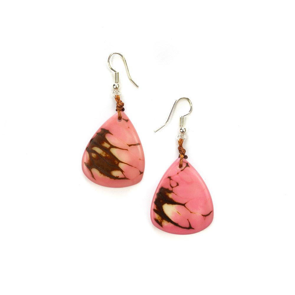 Andrea Earrings-Pink-Tagua by Soraya Cedeno
