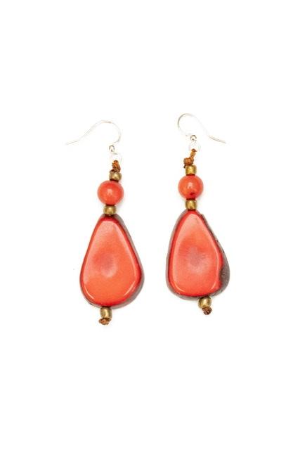 Alma Earrings-Poppy Coral-Tagua by Soraya Cedeno