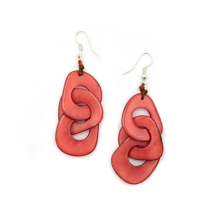 Vero Earrings-Poppy Coral-Tagua by Soraya Cedeno