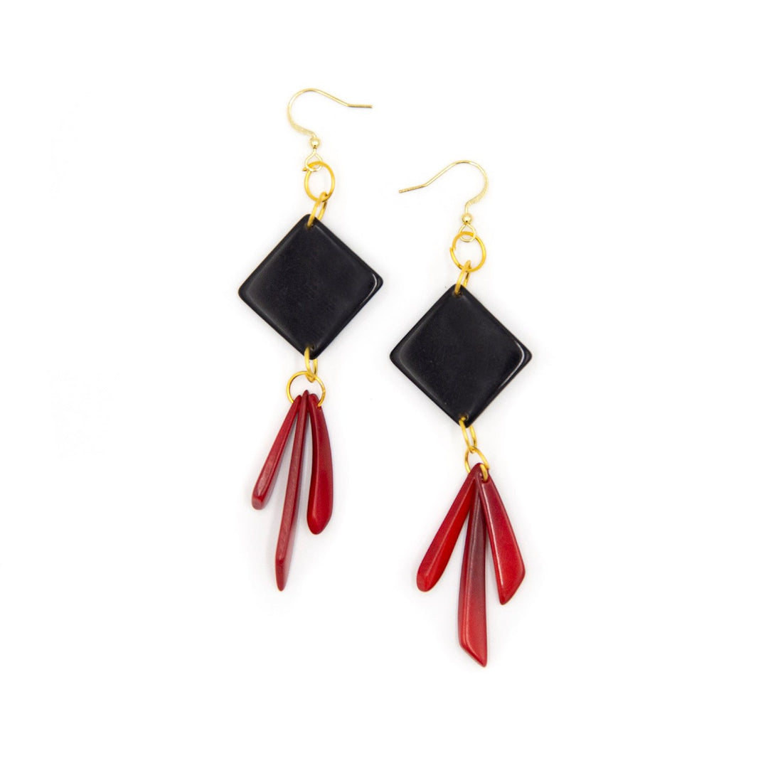 Petra Earrings-Red Combo-Tagua by Soraya Cedeno