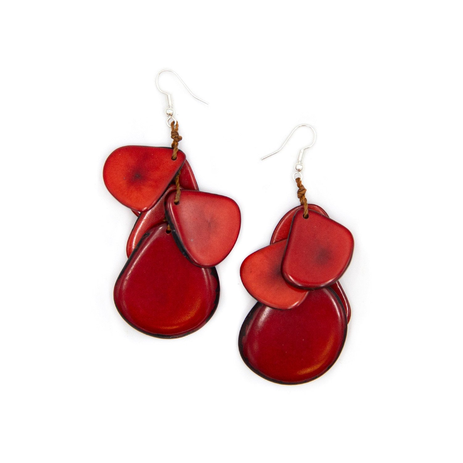 Jordin Earrings-Red-Tagua by Soraya Cedeno