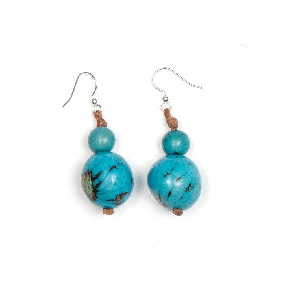 Semilla Earrings-Turquoise-Tagua by Soraya Cedeno