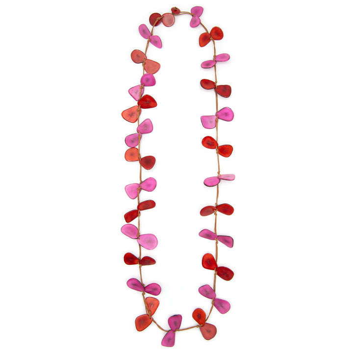 Tagua Slice Necklace-Red/Fuchsia-Tagua by Soraya Cedeno