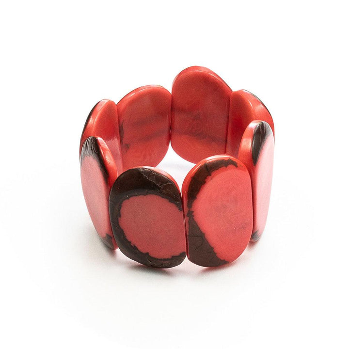 Carved Ivory Bracelet-Poppy Coral-Tagua by Soraya Cedeno