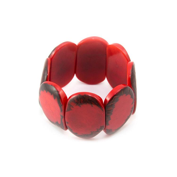 Carved Ivory Bracelet-Rojo-Tagua by Soraya Cedeno